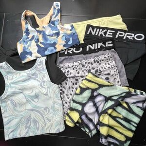 Nike GB Zella Girls Athletic Wear Bundle mix size 6/7/8 XS/S dance gymnastics